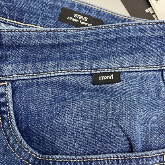 Mavi Men's Steve Athletic Fit Jeans – Size 34x30 – Blue Tapered Leg - Picture 9 of 10